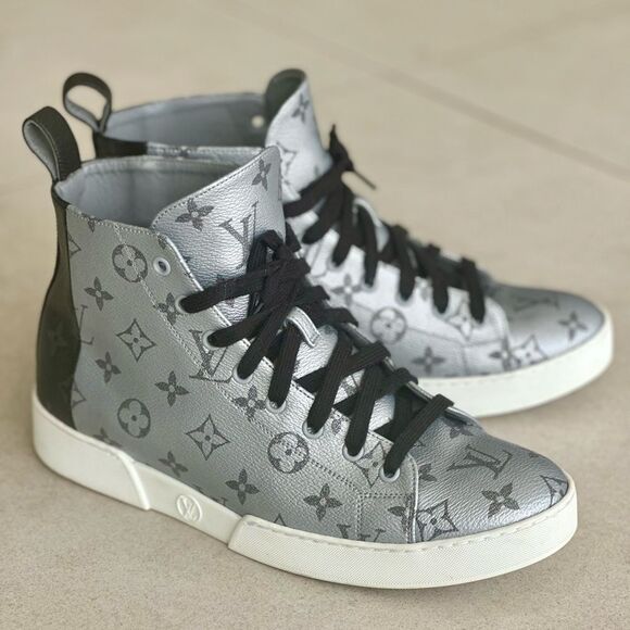 Louis Vuitton Monogram Match Up High Top Trainers Silver/ Gray Canvas Sz US 7.5 main image 8